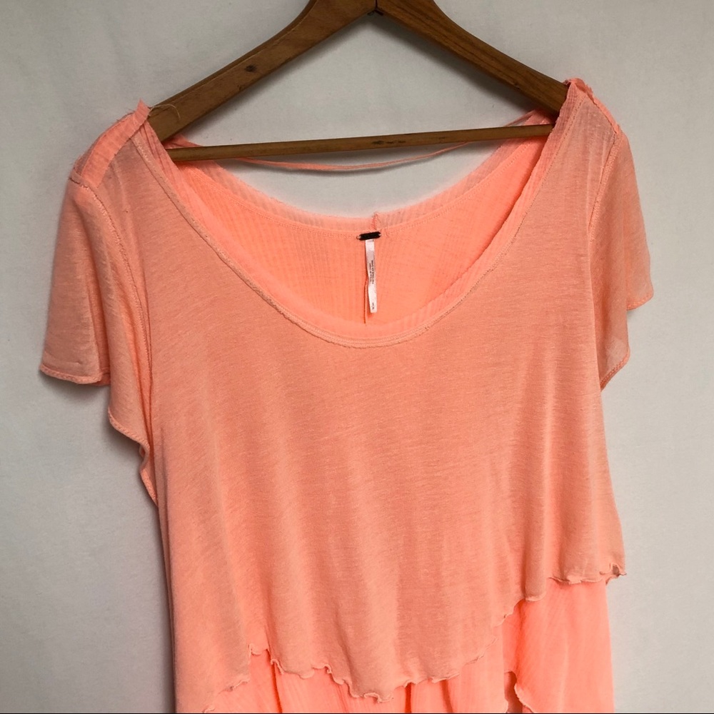 ❌SOLD❌ Free People Coral Layered Cookie Tee - Picture 3 of 7